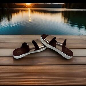 Mia Sandals Womens 8.5 Saige Platform Slide Rose Gold Slip On Casual Open Toe